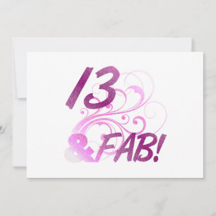 Cartão 13 e aniversário fabuloso