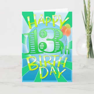 Cartão 13o aniversário feliz