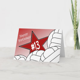 Cartão 13o aniversário feliz, estrela do voleibol!