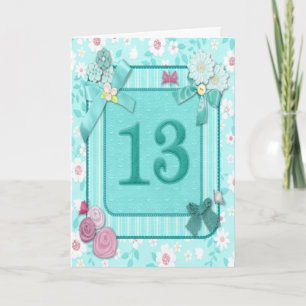 Cartão 13th birthday card with flowers