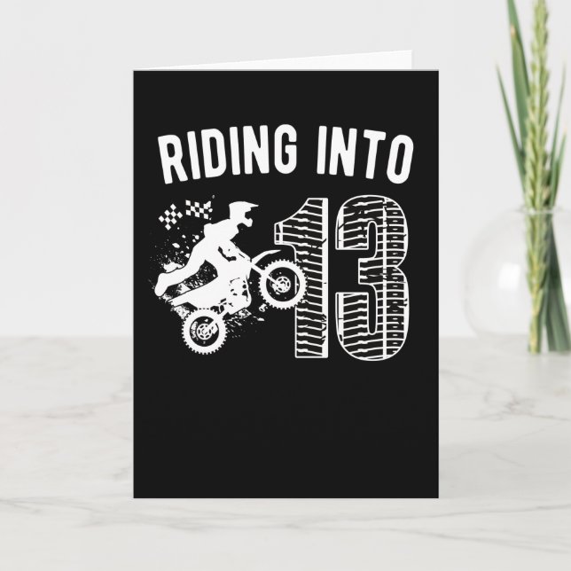 Cartão 13th Birthday Gift Dirt Bike 13 Year Old Biker (Frente)