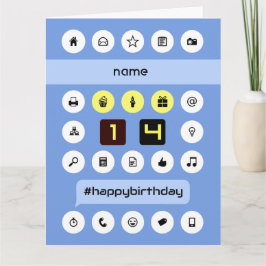 Cartão 14 aniversário adicionar nome computação personali
