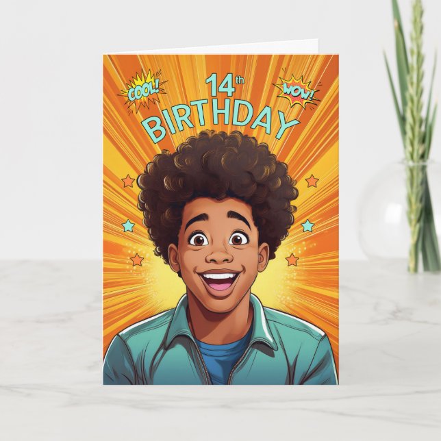 Cartão 14 Birthday African Teen Boy Pop Art (Frente)