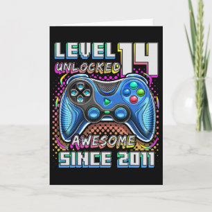 Cartão 14 Birthday Boy Nível 14 Gamer 14 Anos Vídeo Gam