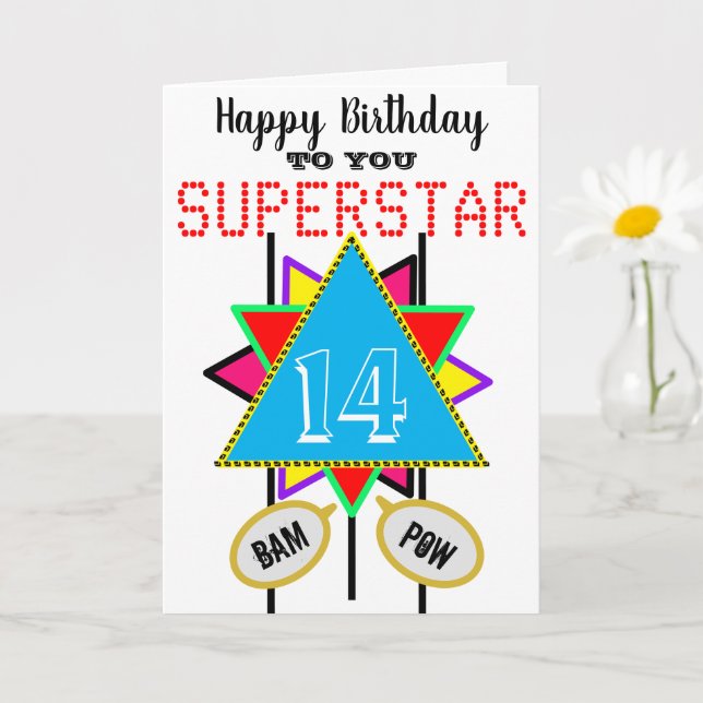 Cartão 14 Birthday Superstar Blue Edit AGE (Planta pequena)