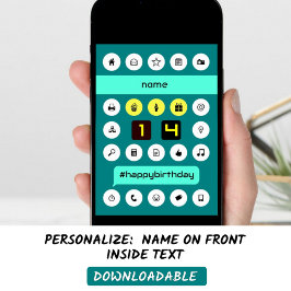 Cartão 14 dia de ícones de computação adiciona nome