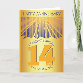 Cartão 14 Year Sober Anniversary | Golden Ray 12 Step 