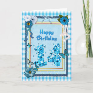Cartão 14th Birthday with a scrapbook effect