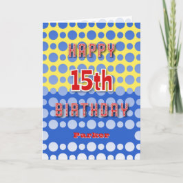 Cartão 15 Birthday adicione name padrão círculos
