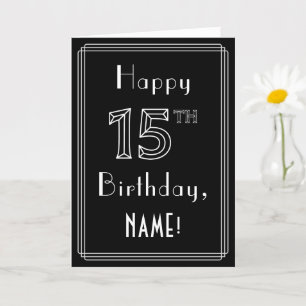 Cartão 15 Birthday: Estilo de Deco de Arte nº 15 e Nome P