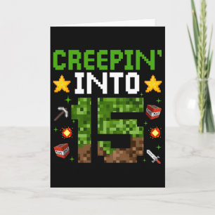 Cartão 15 Birthday Gamer Pixel Creepin" Em 15 Vídeo G