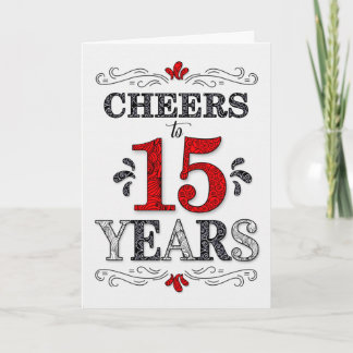 Cartão 15 Birthday Saúde no Padrão Negro Branco Vermelho