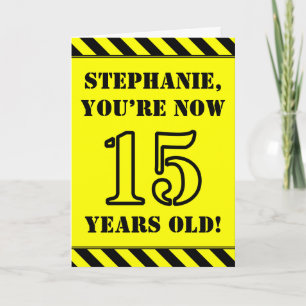 Cartão 15 Birthday: Texto do Estilo de Estêncil Divertido