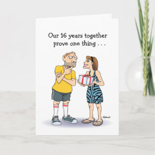 Cartão 16º aniversário: Cartoon Engraçado de Amor