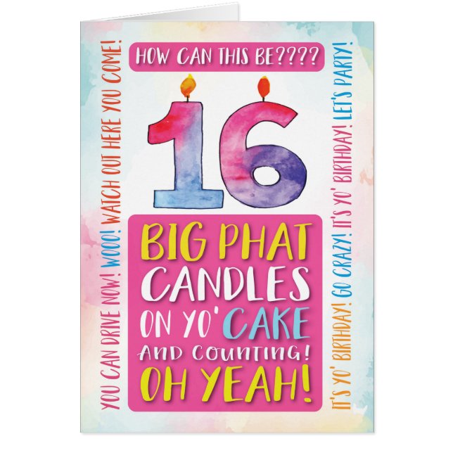 Cartão 16º Aniversário, você pode dirigir agora, é hora d (Frente)