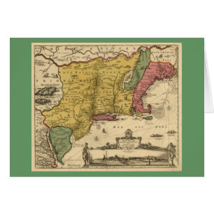 Cartão 1685 mapa - Bélgica nova, o mundo novo, Nova