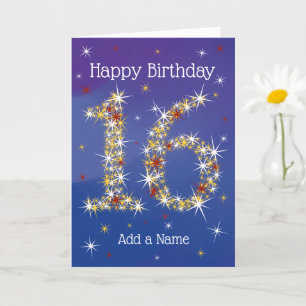 Cartão 16.º aniversário - 16.º aniversário em Estrelas -