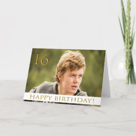 Cartão 16.º aniversário para um rapaz com a sua foto-retr