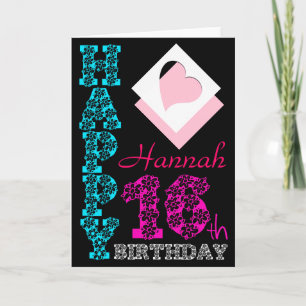 Cartão 16.º Aniversário Personalizado Gado Negra Negra