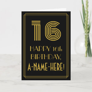 Cartão 16.o aniversário: Art Deco Inspirou a aparência
