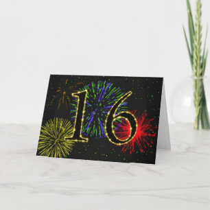 Cartão 16th Birthday card with fireworks