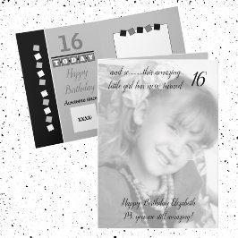 Cartão 16th still amazing grey and black birthday photo