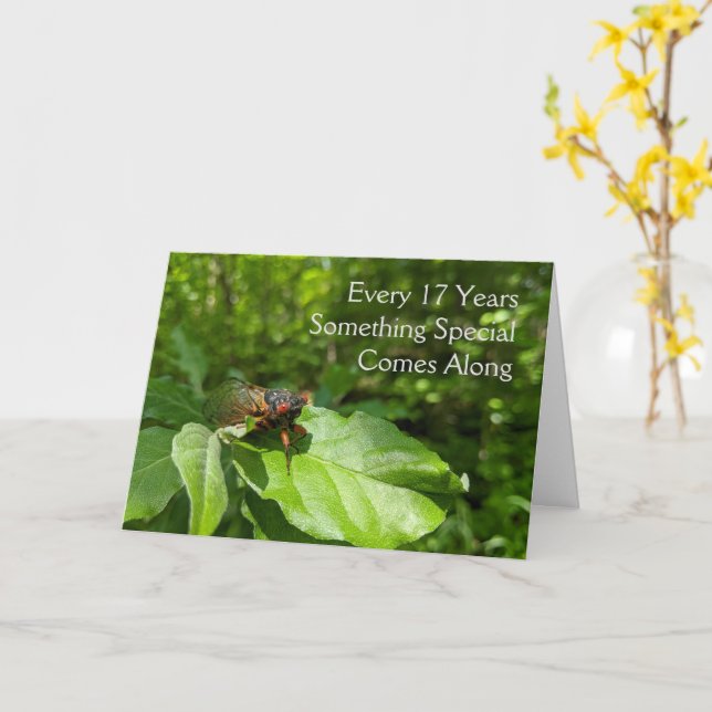 Cartão 17º aniversário de Cicada (Flor Amarela)