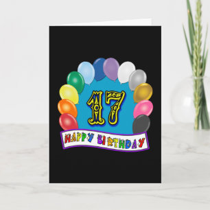 Cartão 17º aniversário Ofertas com Design de Balões Assor