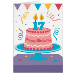 Cartão 17º Bolo de Aniversário