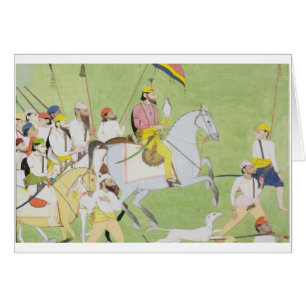 Cartão 1796-1840) caças de Rajah Dhian Singh (com compan