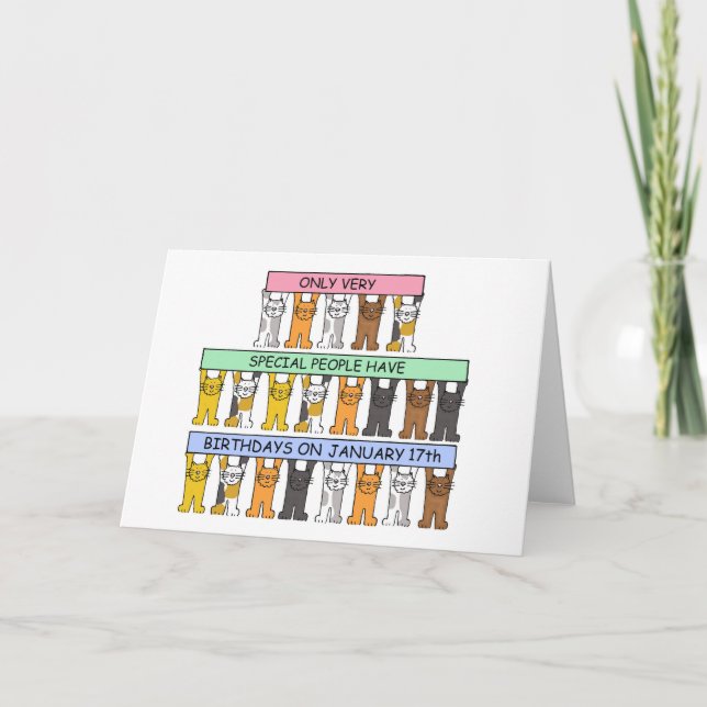 Cartão 17 de janeiro - Gatos de Cartoon (Frente)