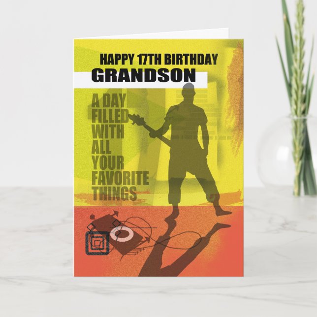 Cartão 17th Birthday Grandson Modern Design (Frente)