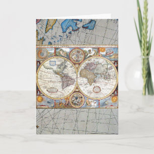 Cartão 17th Century Dual Hemisphere World Map