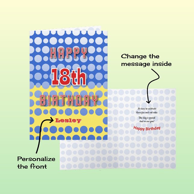 Cartão 18º Aniversário adiciona nome padrão dos círculos (Criador carregado)