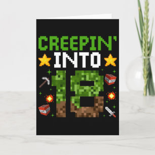 Cartão 18º Aniversário Gamer Pixel Creepin" Em 18 Vídeo G