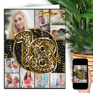 Cartão 18º aniversário Impressão de Balões Dourados de Le