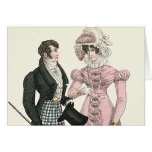 Cartão 1823 Moda Mulher do Homem de Casamento Antiquado