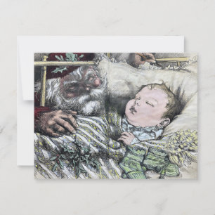 Cartão 1880 Papais noeis de Thomas Nast Harper e Bebê