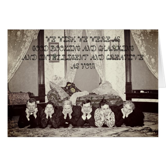 CARTÃO 1890 FOTO ANTIGA DOS CUMPRIMENTOS ENGRAÇADOS (Frente Horizontal)