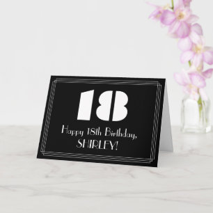 Cartão 18.º aniversário: Art Deco Inspirou "18" & Nome