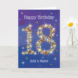 Cartão 18.º Aniversário - Números das Estrelas - Azul - I