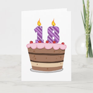 Cartão 18 anos no Bolo de Aniversário