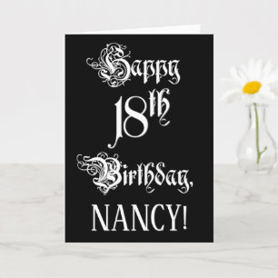 Cartão 18.o aniversário: Rico, Script Elegante + Nome Per