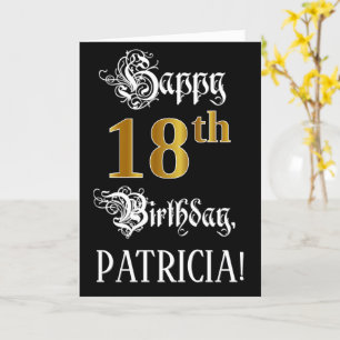 Cartão 18.o aniversário — Script de Rico; Faux Dourado Lo