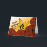 Cartão 18o aniversário feliz, estrela de basquetebol!<br><div class="desc">Deseje a sua estrela de basquetebol favorita um o feliz aniversario com este cartão do divertimento que comemora seu amor para o jogo.</div>