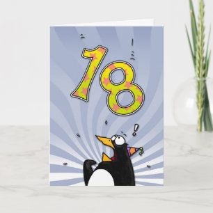 Cartão 18th Birthday - Penguin Surprise Card