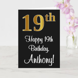 Cartão 19º aniversário ~ Legant Luxurious Faux Dourado Lo