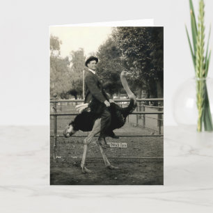 Cartão 1910 Ostrich Riding