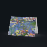 Cartão 1916 dos lírios de água de Monet<br><div class="desc">Cartão 1916 dos lírios de água de Monet. Pintura a óleo em canvas desde 1916. Claude Monet impressionista francês permanece ilustre e amado para as pinturas do lírio de água que criou em sua lagoa do jardim em Giverny. Esta pintura específica do lírio de água é desde 1916 e revela...</div>