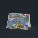 Cartão 1916 dos lírios de água de Monet<br><div class="desc">Cartão 1916 dos lírios de água de Monet. Pintura a óleo em canvas desde 1916. Claude Monet impressionista francês permanece ilustre e amado para as pinturas do lírio de água que criou em sua lagoa do jardim em Giverny. Esta pintura específica do lírio de água é desde 1916 e revela...</div>
